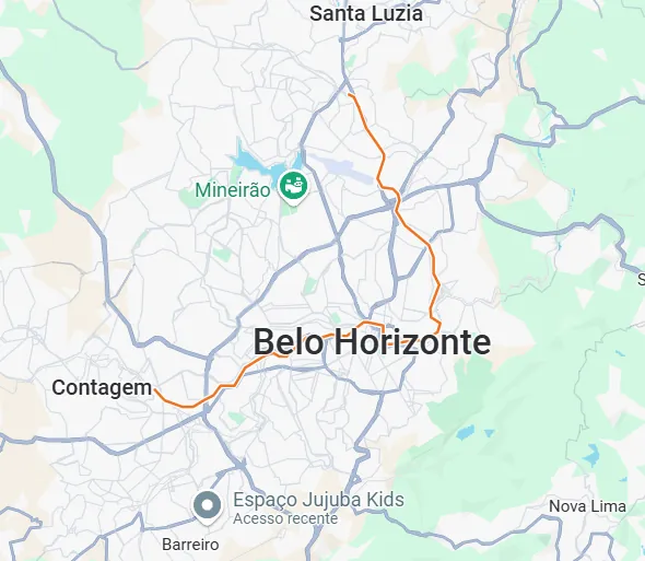 Mapa de Belo Horizonte e região metropolitana